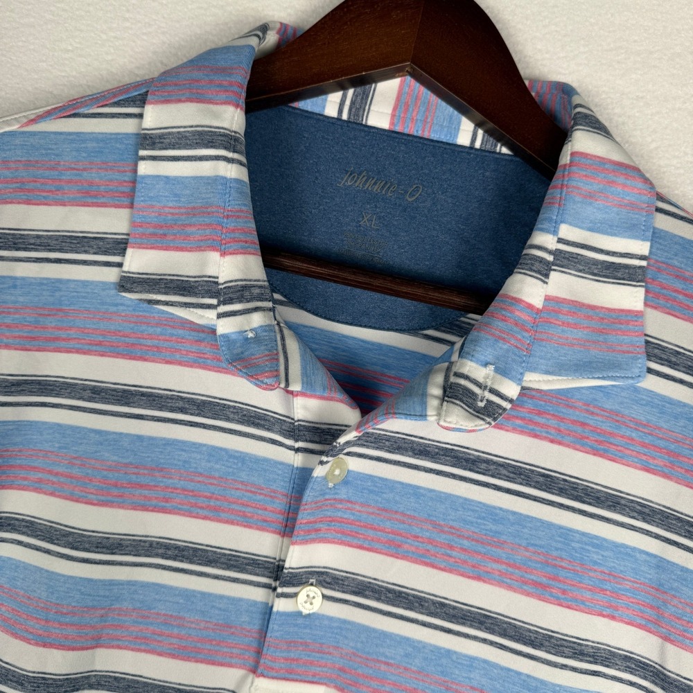 Johnnie-O Tripp Polo Shirt Mens XL Striped Jersey Stretch Performance‎ Golf